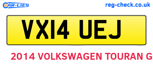 VX14UEJ are the vehicle registration plates.