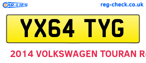 YX64TYG are the vehicle registration plates.