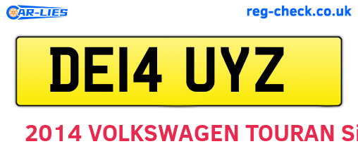 DE14UYZ are the vehicle registration plates.