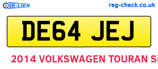 DE64JEJ are the vehicle registration plates.