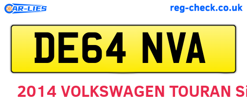 DE64NVA are the vehicle registration plates.