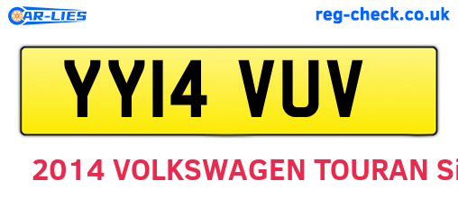 YY14VUV are the vehicle registration plates.