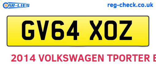GV64XOZ are the vehicle registration plates.
