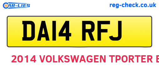 DA14RFJ are the vehicle registration plates.