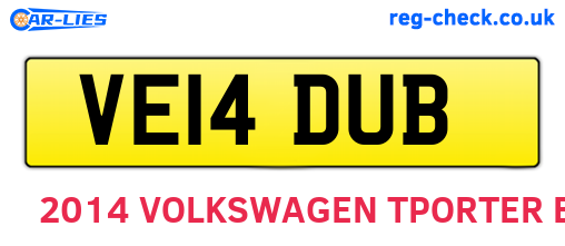 VE14DUB are the vehicle registration plates.