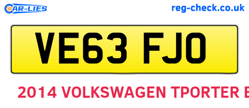 VE63FJO are the vehicle registration plates.