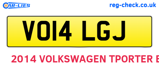 VO14LGJ are the vehicle registration plates.