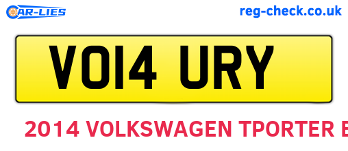 VO14URY are the vehicle registration plates.