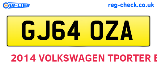 GJ64OZA are the vehicle registration plates.