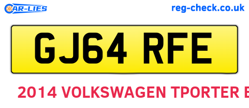 GJ64RFE are the vehicle registration plates.
