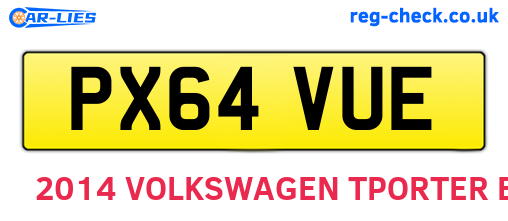 PX64VUE are the vehicle registration plates.