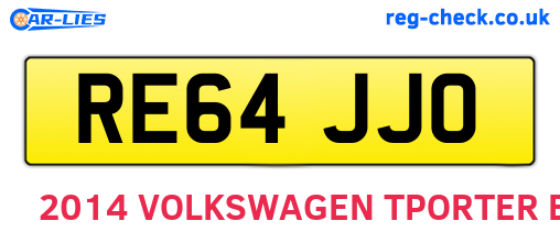 RE64JJO are the vehicle registration plates.