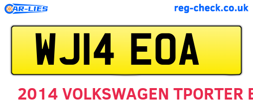 WJ14EOA are the vehicle registration plates.