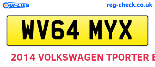 WV64MYX are the vehicle registration plates.