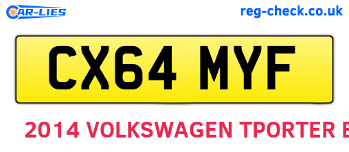 CX64MYF are the vehicle registration plates.