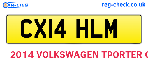 CX14HLM are the vehicle registration plates.