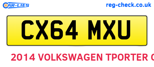 CX64MXU are the vehicle registration plates.