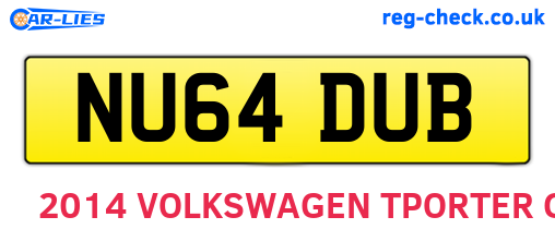 NU64DUB are the vehicle registration plates.