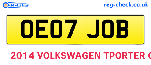 OE07JOB are the vehicle registration plates.