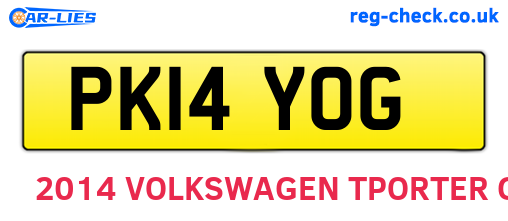 PK14YOG are the vehicle registration plates.
