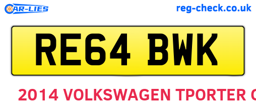 RE64BWK are the vehicle registration plates.