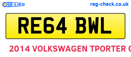 RE64BWL are the vehicle registration plates.