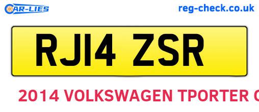RJ14ZSR are the vehicle registration plates.