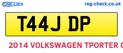 T44JDP are the vehicle registration plates.