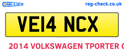 VE14NCX are the vehicle registration plates.