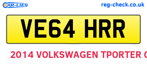 VE64HRR are the vehicle registration plates.