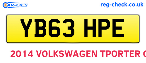 YB63HPE are the vehicle registration plates.