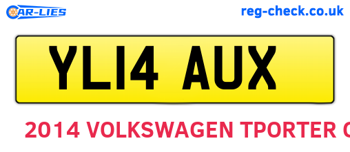 YL14AUX are the vehicle registration plates.