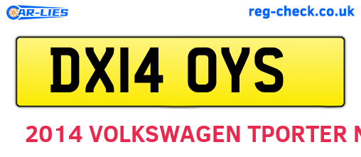 DX14OYS are the vehicle registration plates.