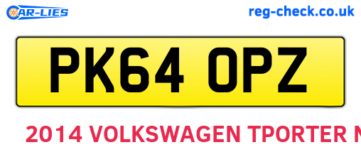 PK64OPZ are the vehicle registration plates.