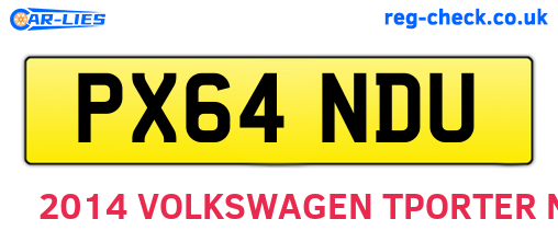 PX64NDU are the vehicle registration plates.