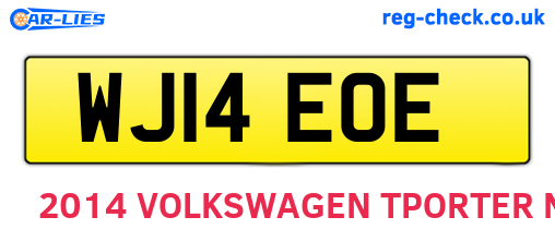 WJ14EOE are the vehicle registration plates.