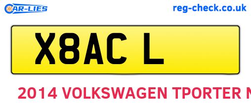 X8ACL are the vehicle registration plates.