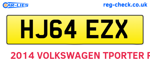 HJ64EZX are the vehicle registration plates.