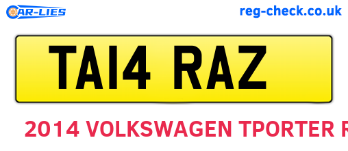 TA14RAZ are the vehicle registration plates.