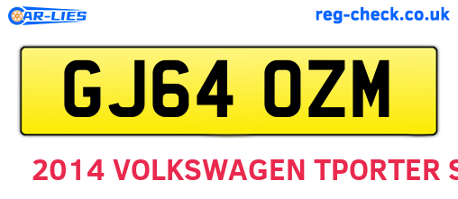 GJ64OZM are the vehicle registration plates.