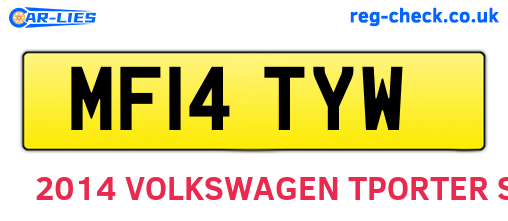 MF14TYW are the vehicle registration plates.