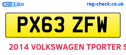 PX63ZFW are the vehicle registration plates.