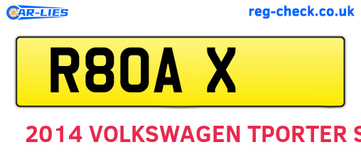 R8OAX are the vehicle registration plates.