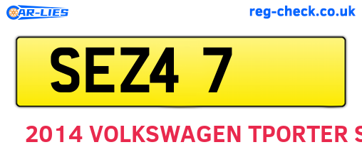 SEZ47 are the vehicle registration plates.
