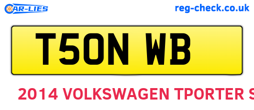T50NWB are the vehicle registration plates.