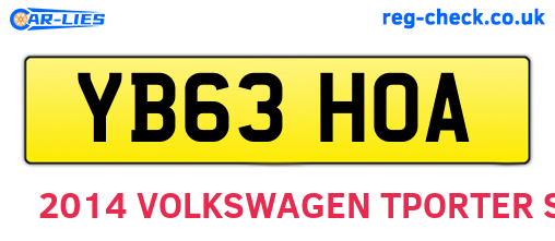 YB63HOA are the vehicle registration plates.