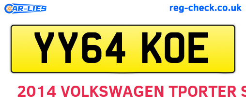 YY64KOE are the vehicle registration plates.