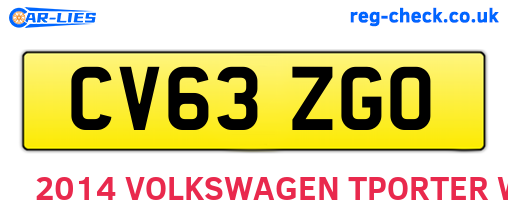 CV63ZGO are the vehicle registration plates.
