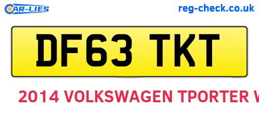 DF63TKT are the vehicle registration plates.