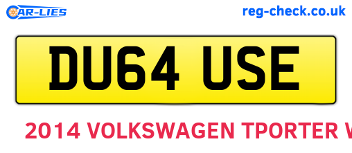 DU64USE are the vehicle registration plates.